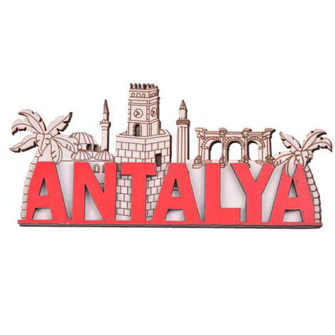 Toptan Antalya Temalı Myros Yazı Ahşap Magnet - 1