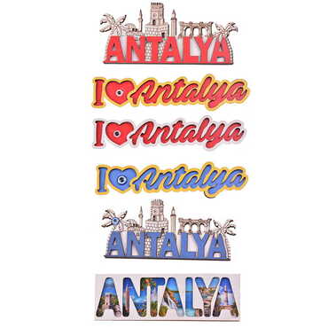 Toptan Antalya Temalı Myros Yazı Ahşap Magnet - 3