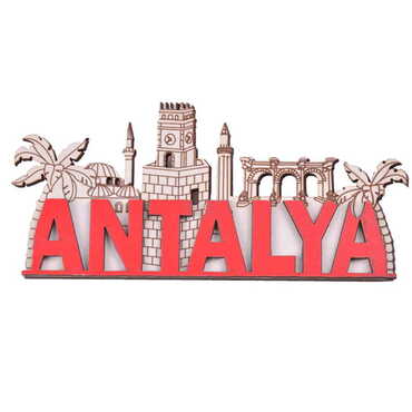 Toptan Antalya Temalı Myros Yazı Ahşap Magnet - 5