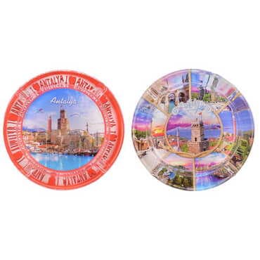 Antalya Themed Custom Printed Round Glass Ashtray - 3