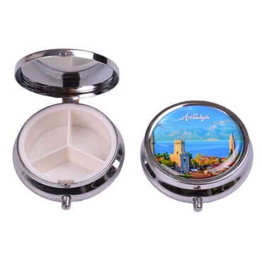 Antalya Themed Customised Epoxy Round Pill Box 50x15 mm - 9