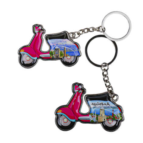 Antalya Temalı Scooter Şekilli Metal Anahtarlık - 2