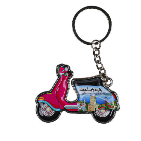Antalya Temalı Scooter Şekilli Metal Anahtarlık - 3