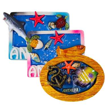 Antalya Temalı Şeffaf Polyester Tabak Magnet - 31
