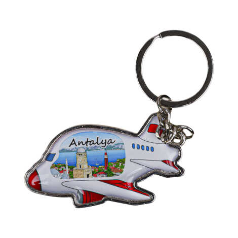 Antalya Temalı Uçak Şekilli Metal Anahtarlık - 3