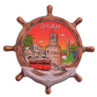 Toptan Antalya Temalı Uv Baskılı Dümen Şekilli Magnet 82x82 mm - 7