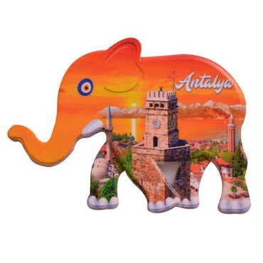Antalya Themed Customised UV Printed Plastic Base Elephant Shaped Fridge Magnet 86x62 mm - 3