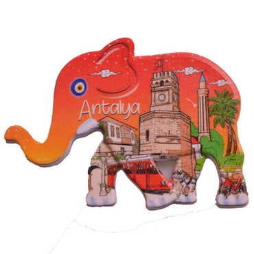 Antalya Themed Customised UV Printed Plastic Base Elephant Shaped Fridge Magnet 86x62 mm - 4