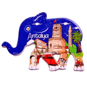 Antalya Themed Customised UV Printed Plastic Base Elephant Shaped Fridge Magnet 86x62 mm - 7