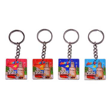 Antalya Themed Customised Uv Printed Plastic Base Round Keyring 40x108 mm - 2