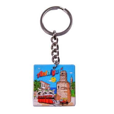 Antalya Themed Customised Uv Printed Plastic Base Round Keyring 40x108 mm - 3