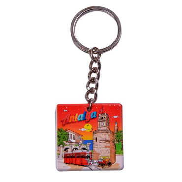 Antalya Themed Customised Uv Printed Plastic Base Round Keyring 40x108 mm - 5