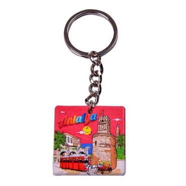 Antalya Themed Customised Uv Printed Plastic Base Round Keyring 40x108 mm - 6