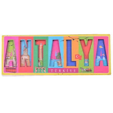 Antalya Themed Wooden UV Printed City Name Letter Fridge Magnet - 3