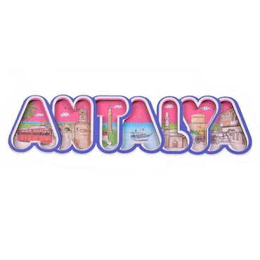 Antalya Themed Wooden UV Printed City Name Letter Fridge Magnet - 5