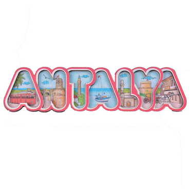 Antalya Themed Wooden UV Printed City Name Letter Fridge Magnet - 6
