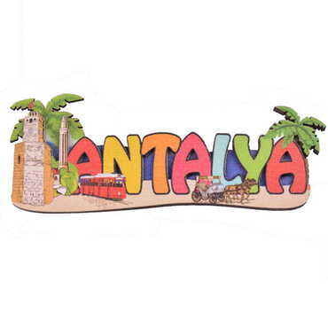 Antalya Themed Wooden UV Printed City Name Letter Fridge Magnet - 8