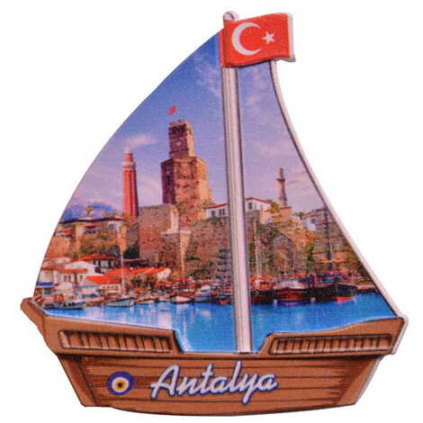 Toptan Antalya Temalı Uv Baskılı Yelken Şekilli Magnet 77x80 mm - 6