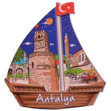 Toptan Antalya Temalı Uv Baskılı Yelken Şekilli Magnet 77x80 mm - 7