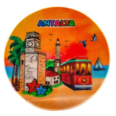 Antalya Temalı Uv Yuvarlak Yöresel Bardakaltı 87 Mm - 1