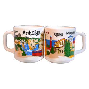 Antalya Themed Traditional Ceramic Cappuccino Mug