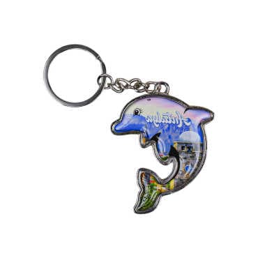 Antalya Themed Dolphin Shaped Metal Keychain - 3