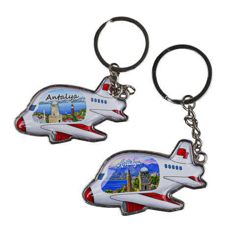 Antalya Themed Airplane Shaped Metal Keychain - 2