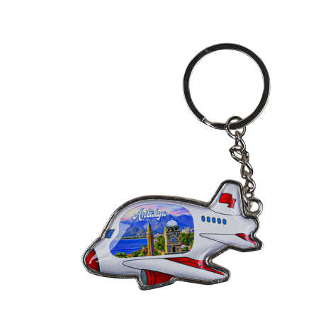 Antalya Themed Airplane Shaped Metal Keychain - 4