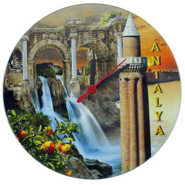 Myros - Antalya Themed Antalya Themed Ceramic Wall Clock 16 cm