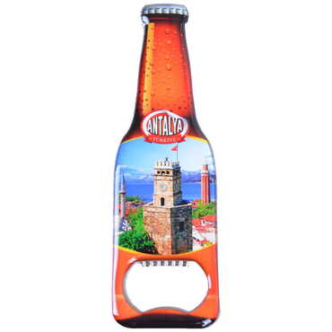 Myros - Antalya Themed Beer Bottle Shaped Metal Magnetic Bottle Opener 130x39 mm