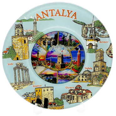 Myros - Antalya Themed Bespoke Printed Glass Plate 21 Cm