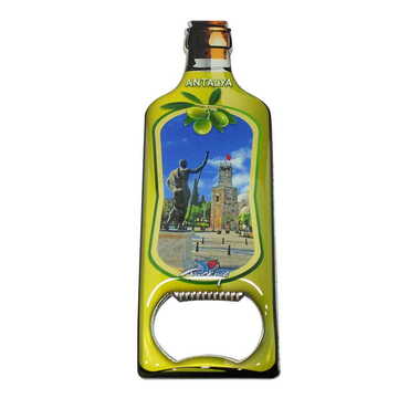 Myros - Antalya Themed Bottle Shaped Metal Magnetic Bottle Opener 115x39 mm