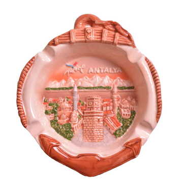 Myros - Antalya Themed Ceramic Brown Anchor Ashtray