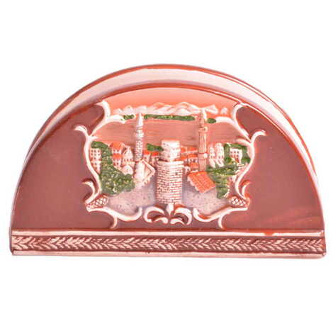 Antalya Themed Ceramic Brown Napkin Holder - 1