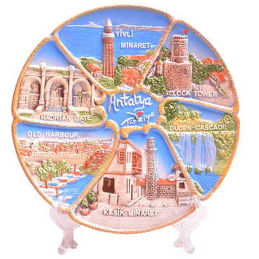 Myros - Antalya Themed Ceramic Decorative Plate 20 Cm