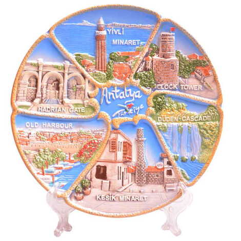 Antalya Themed Ceramic Decorative Plate 20 Cm