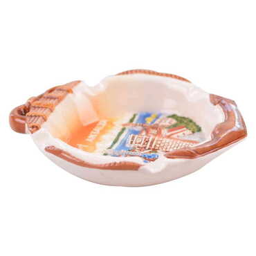 Antalya Themed Ceramic Orange Anchor Ashtray - Thumbnail