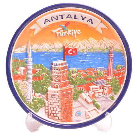 Antalya Themed Ceramic Orange Decorative Plate 15Cm