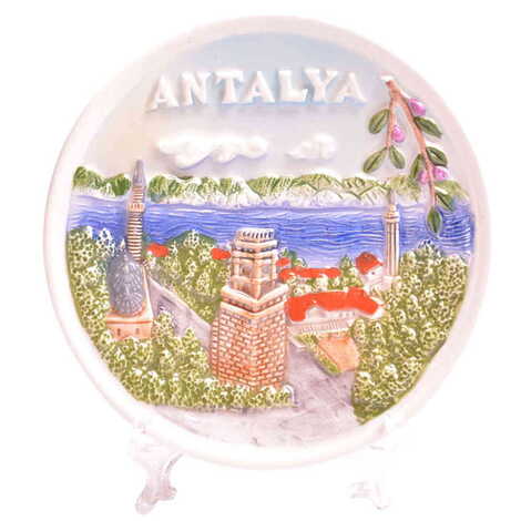 Antalya Themed Ceramic Plate 12 Cm