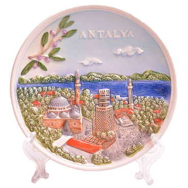 Myros - Antalya Themed Ceramic Plate 16 Cm