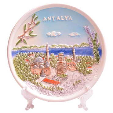 Antalya Themed Ceramic Plate 20 Cm - Myros