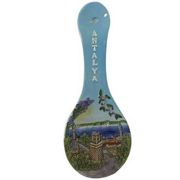 Myros - Antalya Themed Ceramic Spoon Rest Big Size