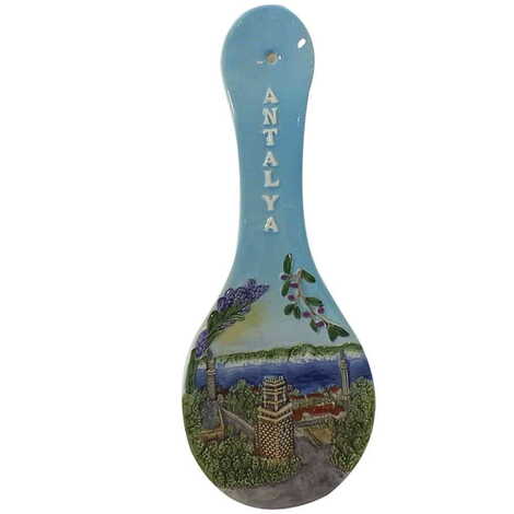 Antalya Themed Ceramic Spoon Rest Big Size