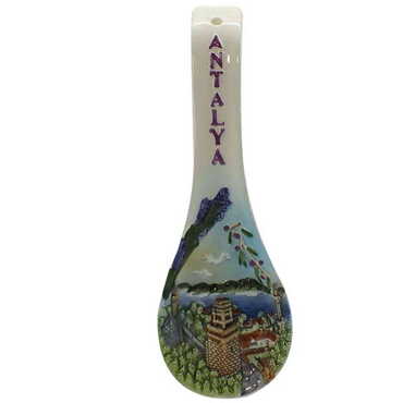 Myros - Antalya Themed Ceramic Spoon Rest Medium Size