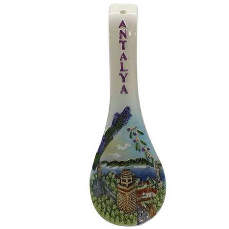 Antalya Themed Ceramic Spoon Rest Medium Size