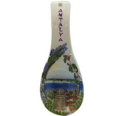 Myros - Antalya Themed Ceramic Spoon Rest Small Size