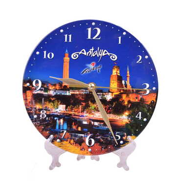 Antalya Themed Ceramic Wall Clock 20 Cm - Thumbnail