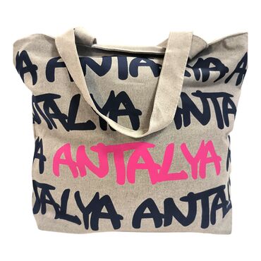 Antalya Themed Classic Beach Bag - Thumbnail