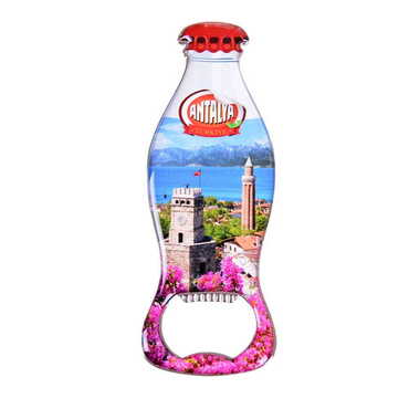 Myros - Antalya Themed Coke Bottle Shaped Metal Magnetic Bottle Opener 120x41 mm