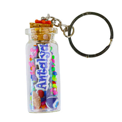 Antalya Themed Collectible Glass Bottle Shape Keychain - 1